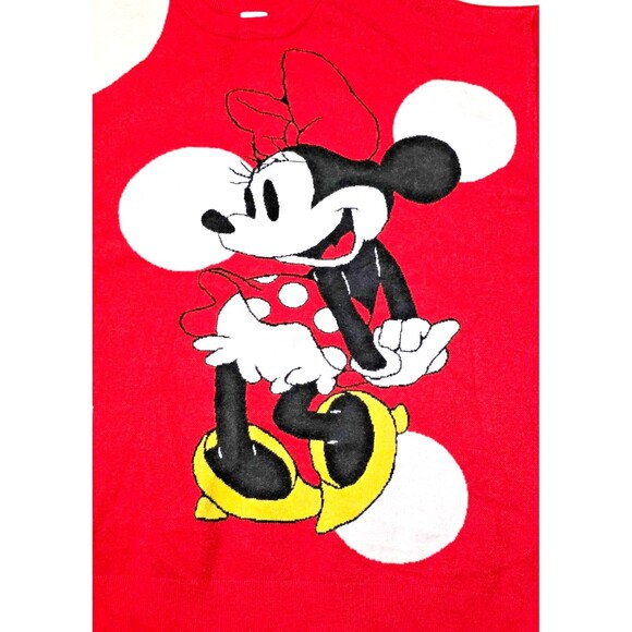 NWT DISNEY Minnie Mouse Pullover Knit Sweater Red White Polka Dot Plus Sz 2x - Picture 2 of 8